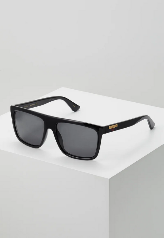 Gucci Web GG Rectangular Flat-Top Acetate Sunglasses